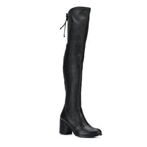 Stuart Weitzman Women's Black Leather Tieland Thigh High Heeled Boots Size 4B